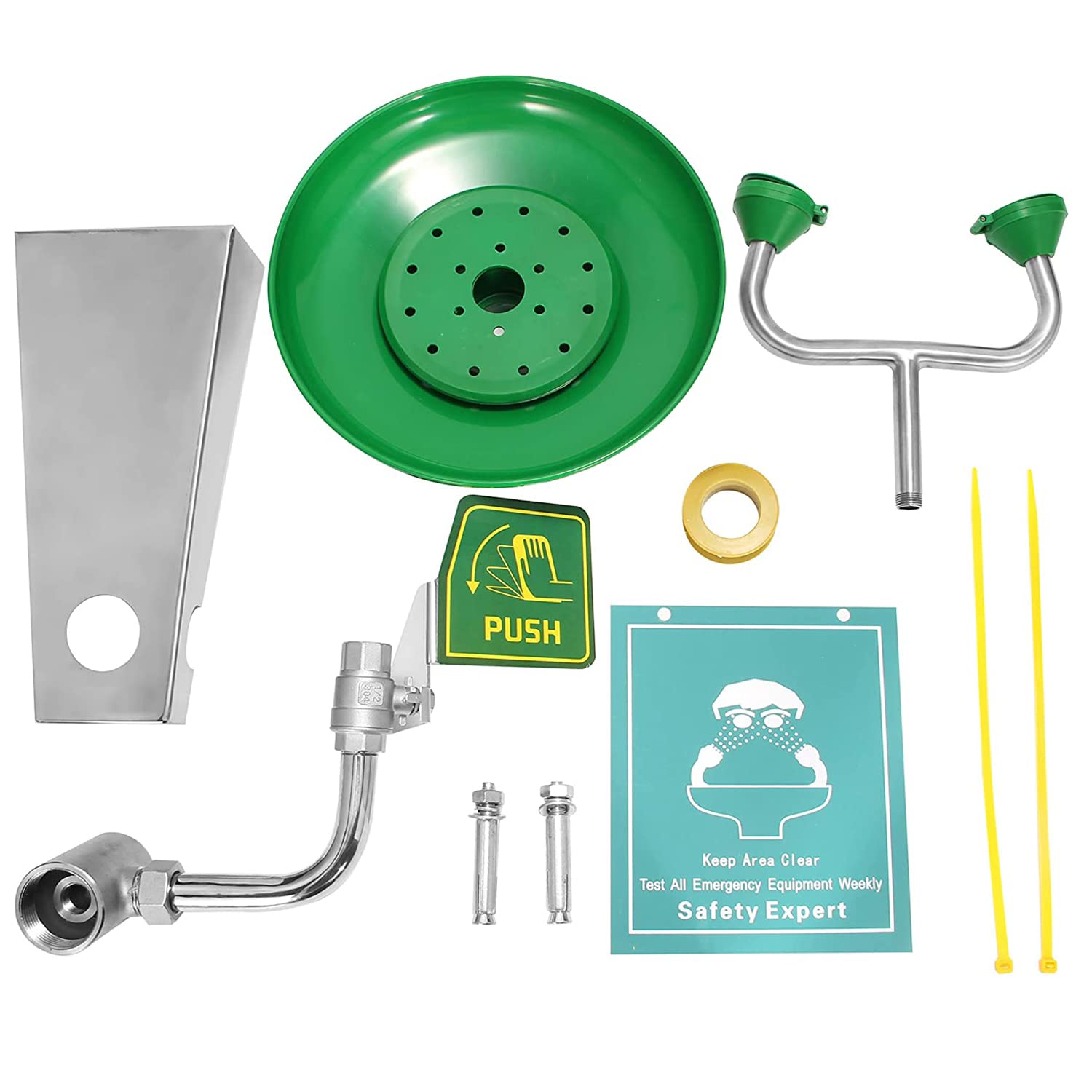 Lavaojos de Emergencia de Acero Inoxidable 304 para Montaje en Pared, lavaojos Profesional para Uso médico/químico/minero.