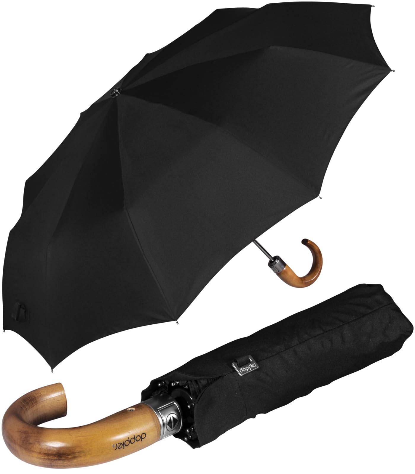 doppler Parapluie Pliant Automatique Compact 10 baleines, Noir | Parapluie ouverture fermeture automatique, Parapluie compact solide