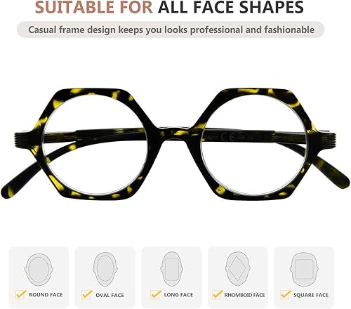 Miniatura 5 de Eyekepper Pequeñas gafas vintage para mujer de lectura - Retro Reading Eyeglasses Mini Odd Readers Men - Yellow Tortoise +3.00