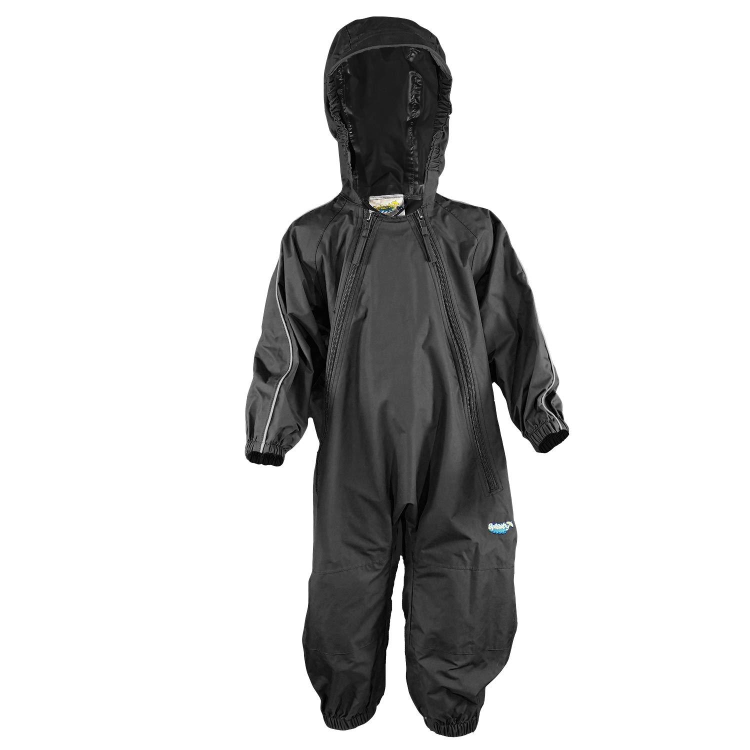 Splashy Waterproof One Piece Rainsuits and MudStopper Coveralls for Kids (3 Years, Black)