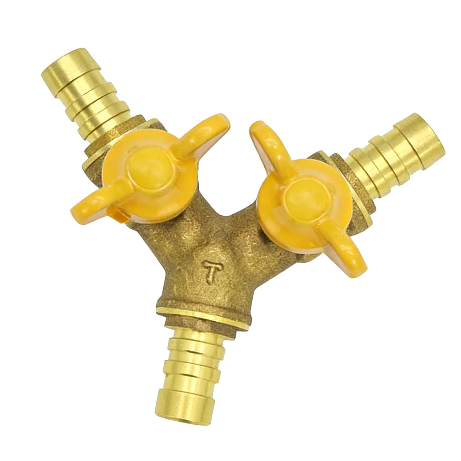 alloneslife Brass 2 Way Tap Adapter Garden Irrigation 2 Way Double Hose Adjustable Control Faucet Connector