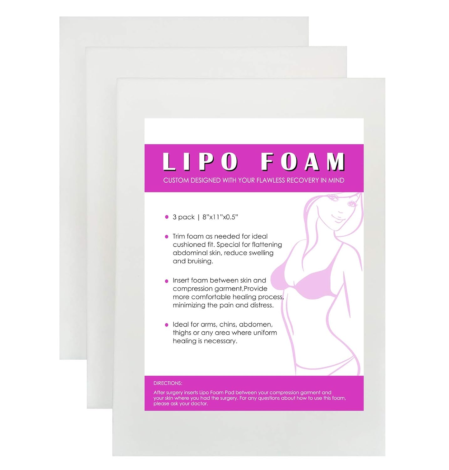 Abdominal Board 360 Lipo Foam Ab Board Post Surgery Liposuction Waist Belly Wrap Board for Lipo Recovery (White, One Size fit waist 24"-33.8")