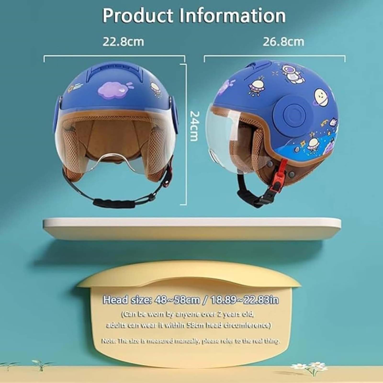 Kask dziecięcy motocyklowy, kask dziecięcy z wizjerem, certyfikat ECE, moda vintage dla chłopców i dziewczynek 5-12