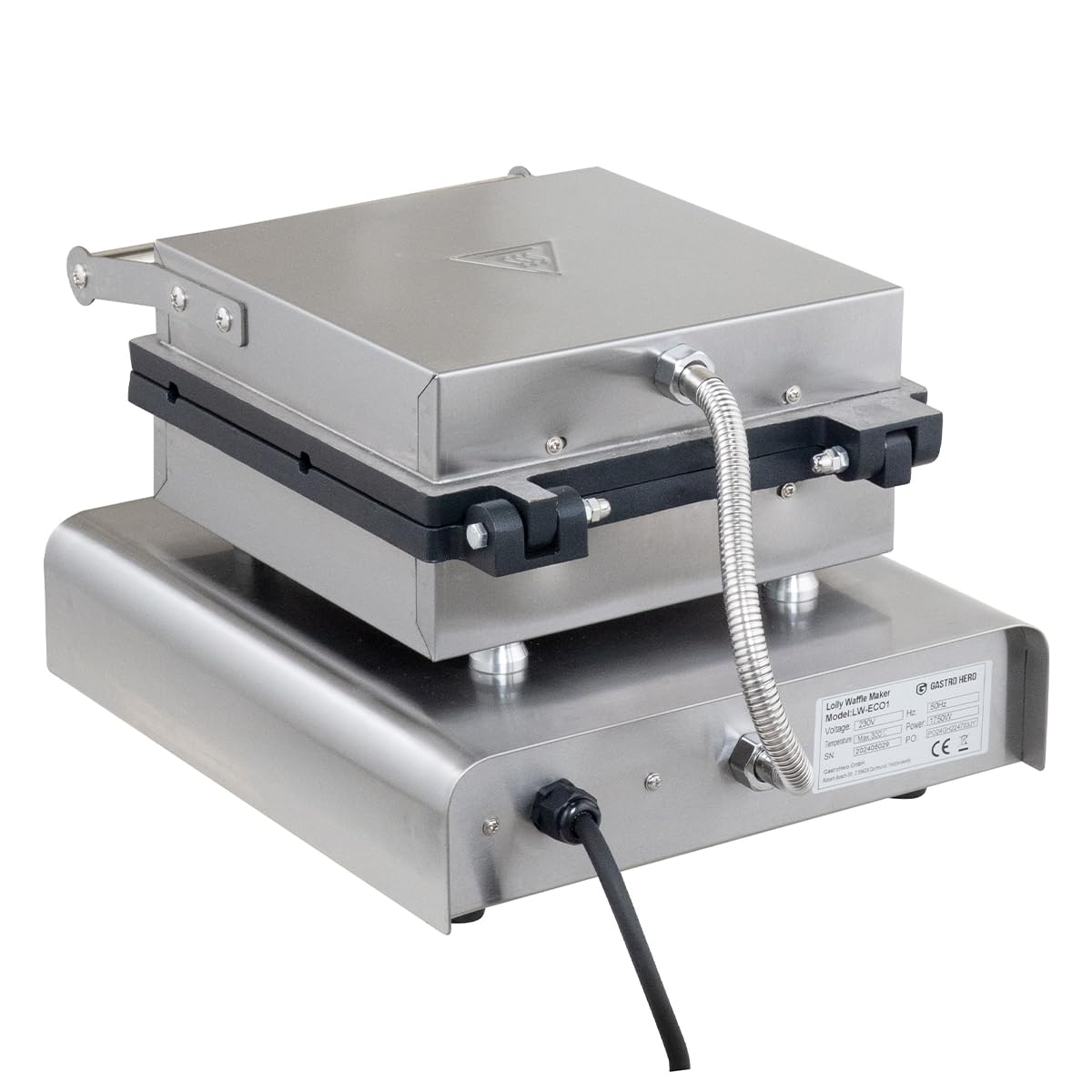 GastroHero Lolly - Piastra per waffle per waffle sul manico, macchina per waffle in acciaio inox, regolazione della temperatura da 0 °C a 300 °C, piastra per waffle per gastronomia