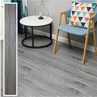 24x7 eMall Light Grey PVC Wood Floor Planks Flooring Tiles With Self Adhesive Peel & Stick Wooden Design 18 Planks 27 Square feet Light grey Oak Wood Colour