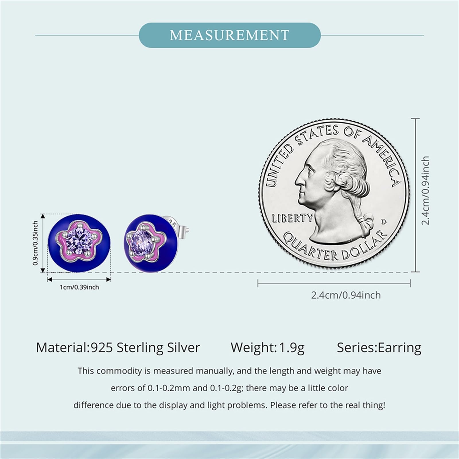 Orecchini 925 Argento Sterlino Mirtillo Fiore Smalto CZ for Donne