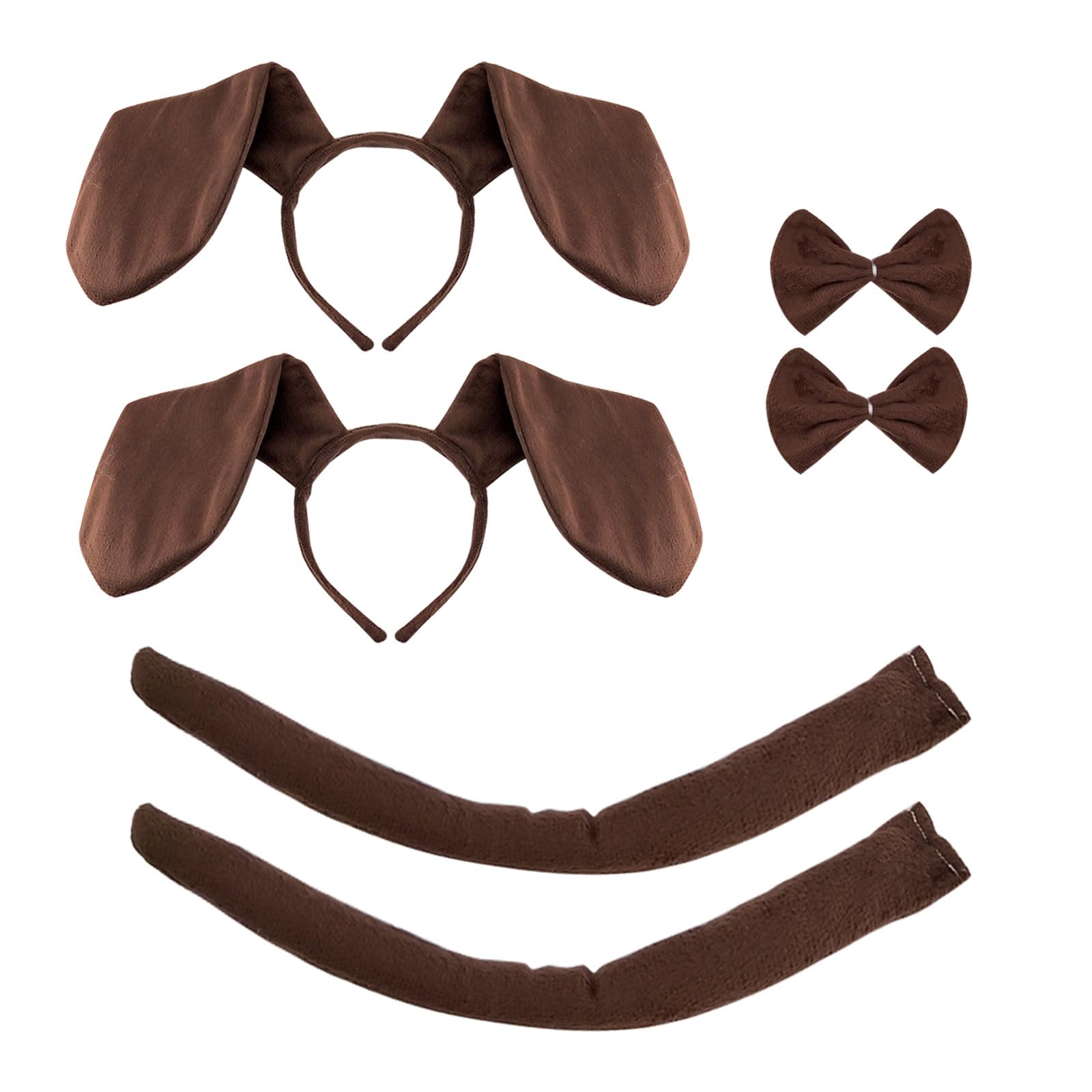 XNIVUIS Juego de disfraz de perro salchicha, incluye orejas de disfraz, diadema, pajarita, cola para niños pequeños, accesorios de disfraz de cumpleaños para Halloween