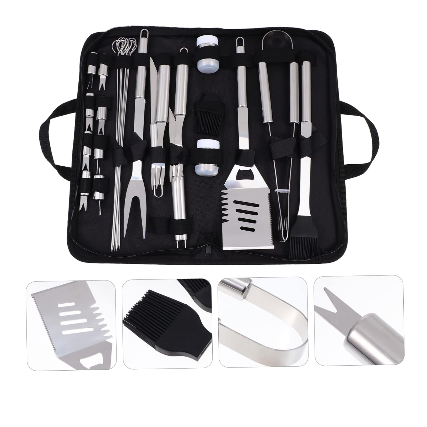 Levemolo 1set Utensili Per Bbq Acciaio Inossidabile Con Kit Di Grigliatura Completo e Portatile Per Cucina All Aperto Accessori Per Barbecue Oxford Per Feste e Occasioni Speciali