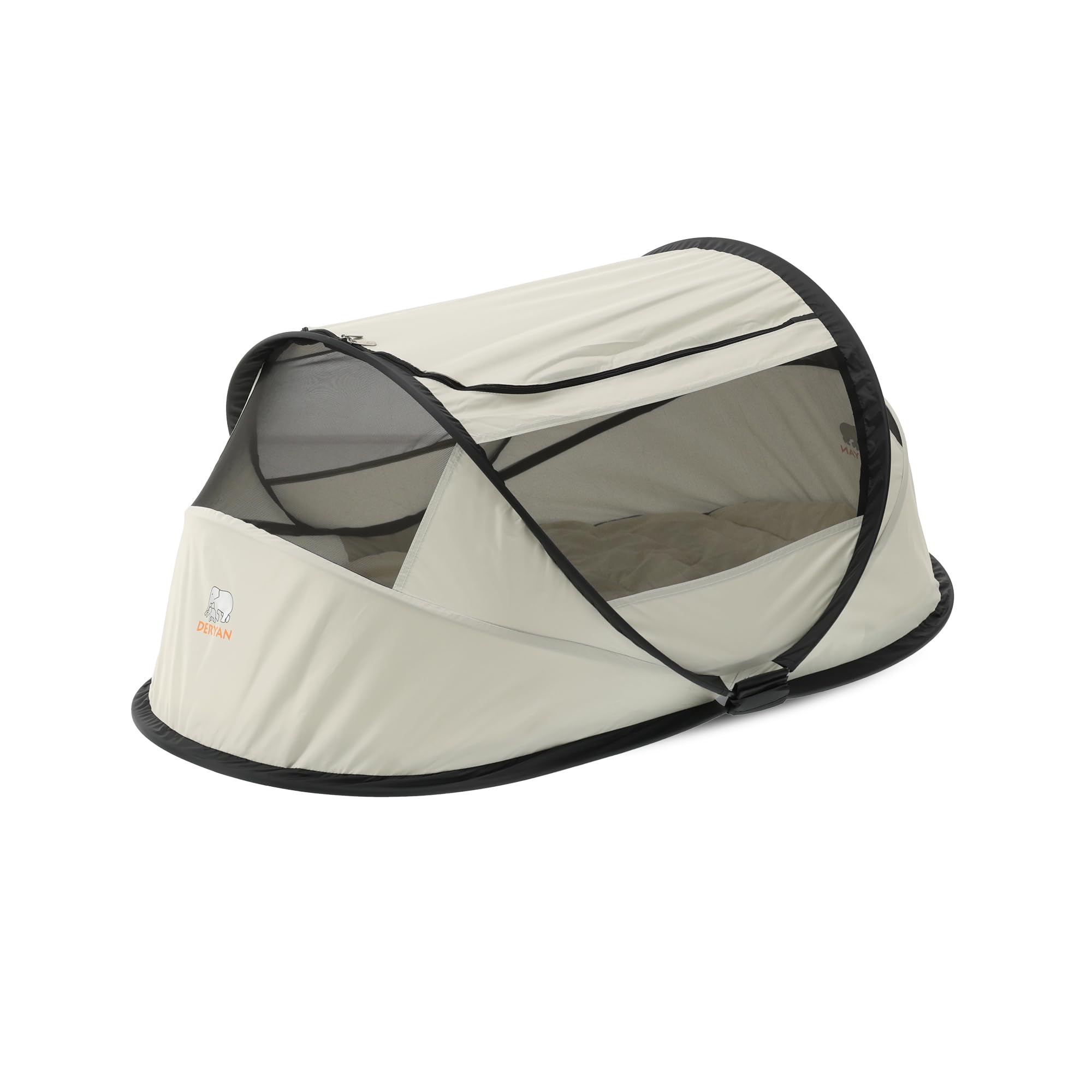 Deryan Lettino da viaggio per bambini a partire dalla nascita fino a 2,5 anni – Tenda pop-up in 2 secondi – con zanzariera e borsa da viaggio – 76 x 46 x 117 cm (avorio)