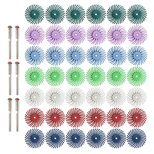 50 Stück 2,5 cm radiale Borstenscheiben-Set mit 3 mm Schaft für Dremel-Drehwerkzeuge, Detailschleifscheibe für Schmuck, Holz, Metall, Polieren, Borstenrad mit Körnung Cover