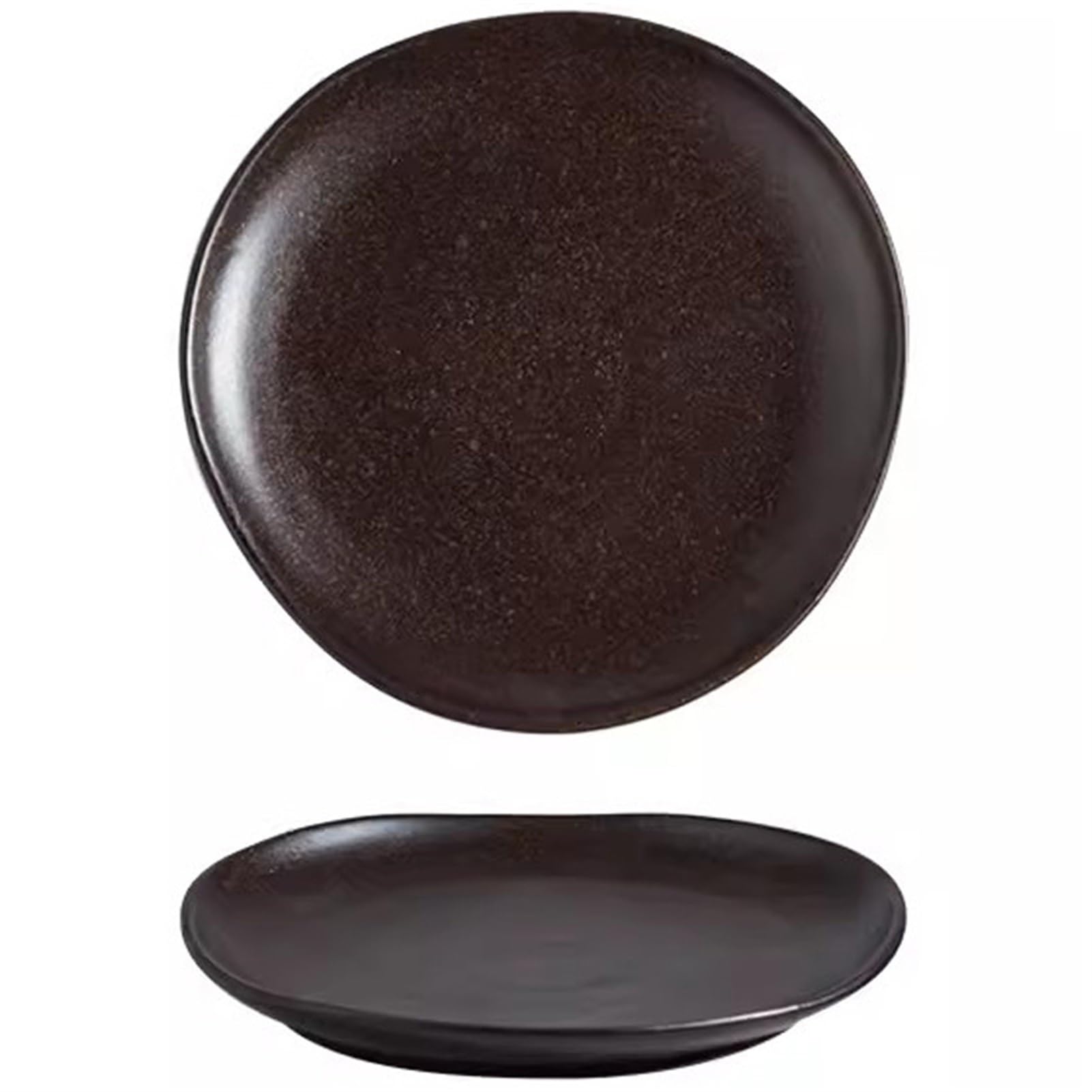 Meiiron Assiette Ronde irrégulière de Style Japonais Bols Peu Profonds en céramique émaillée Paquet de 2 Bols Japonais Ensemble de Vaisselle Assiettes Profondes (Color : B, Size : 10")