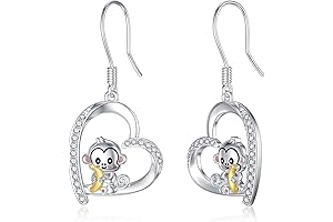 Adorable Monkey Silver Dangle Earrings