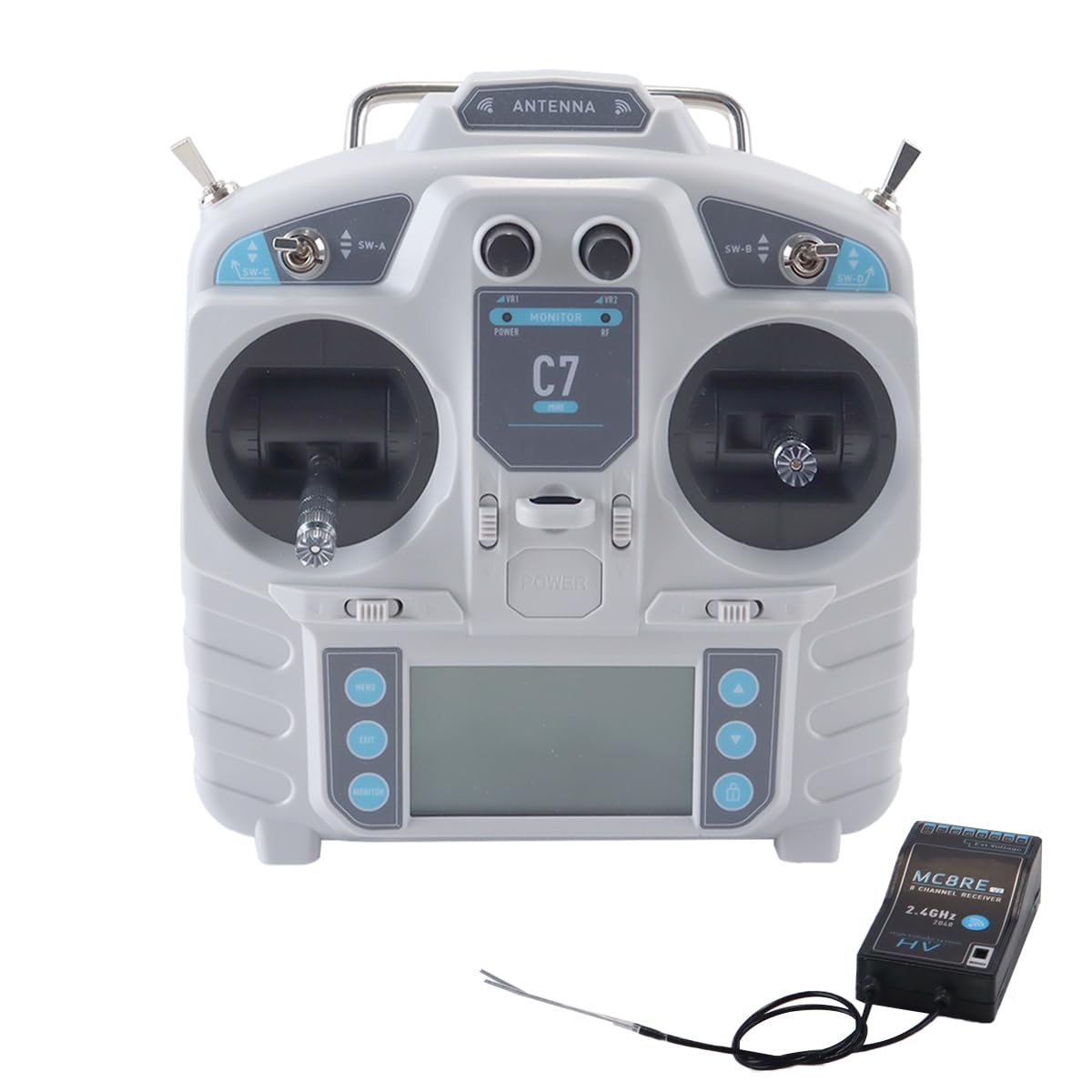MINI 2.4g 8CH RC Trasmettitore con MC8RE-V2 ricevitore Radio System, adatto per aerei, elicotteri, UAV