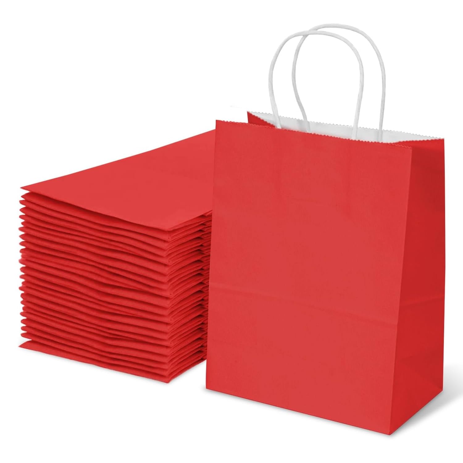 Aakriti Gift Bag Kraft Paper Bags With Handle For Birthdays, Weddings, and Parties Colorful, Durable, and Stylish Gift Packaging Bags, Perfect For Special Events 10 X 8 X 3 Inch (Red, 10)