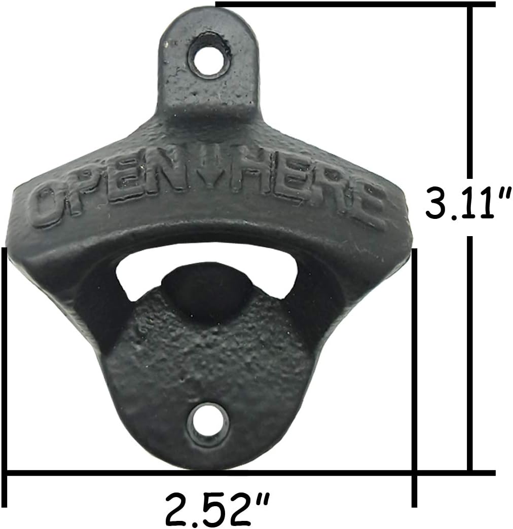 3PCS Cast Iron Wall Mounted Bottle Opener Vintage Beer Bottle Opener Suitable for Bars KTV Hotels Homes (Black): Home & Kitchen