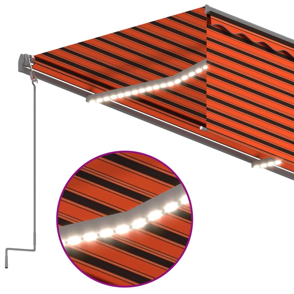 Automatyczna markiza z roletą LED i czujnikiem wiatru, 3 x 2,5 m, malowana proszkowo rama aluminiowa, ochrona przed promieniowaniem UV i ochrona przed deszczem, na taras, do ogrodu, na