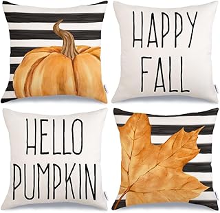 GEEORY Happy Fall Pumpkin and Maple Leaves Pillow Covers 18x18 inch Set ...