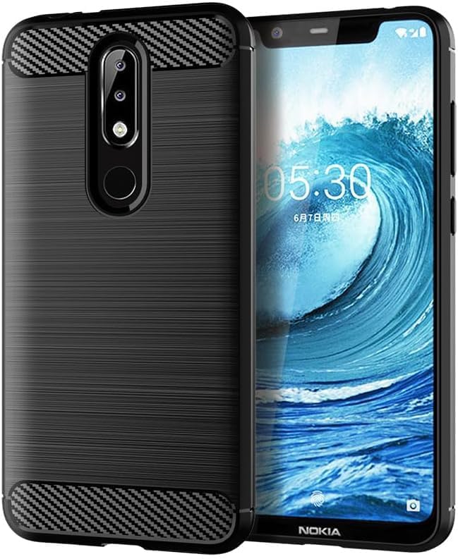 Image of Hybrid Carbon Fiber Back Case for Nokia 5.1 Plus / X5 (Black)