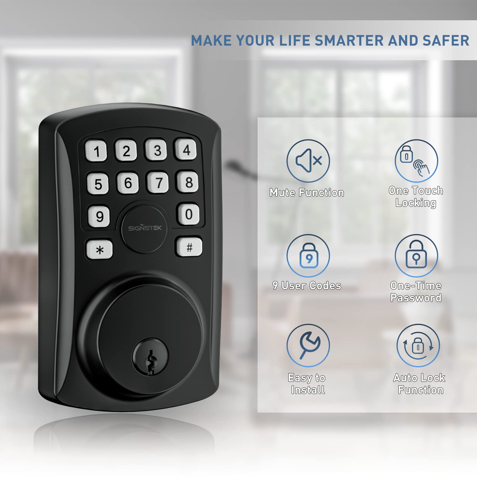Signstek Keyless Entry Door Lock, Deadbolt Smart Lock, Electronic