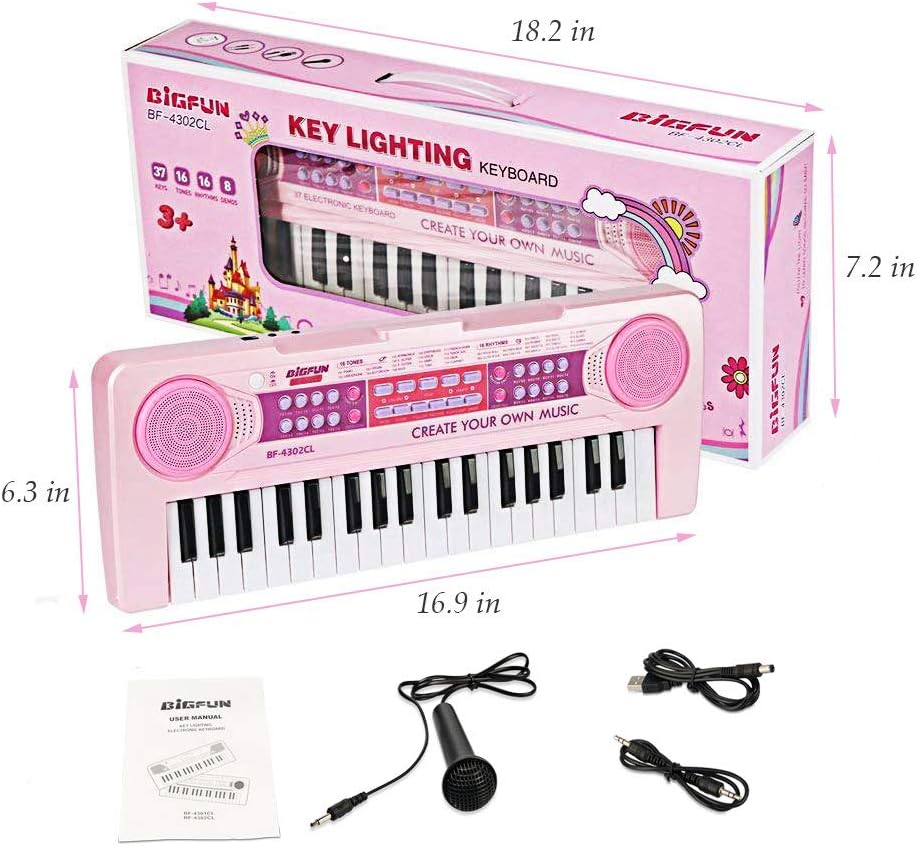 BIGFUN Kids 37-Key Electronic Piano Keyboard and accessories in box