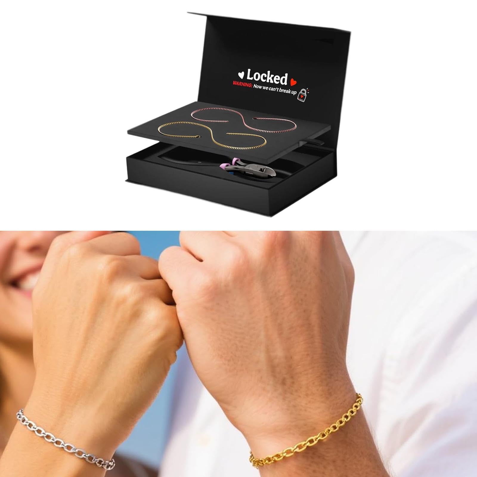 2 Pezzi Braccialetti Permanenti Set per Creare Gioielli per Innamorati Fai da Te con Lucchetto in Argento E Acciaio Adatto per Regali di Anniversario, Oro E Oro Rosa