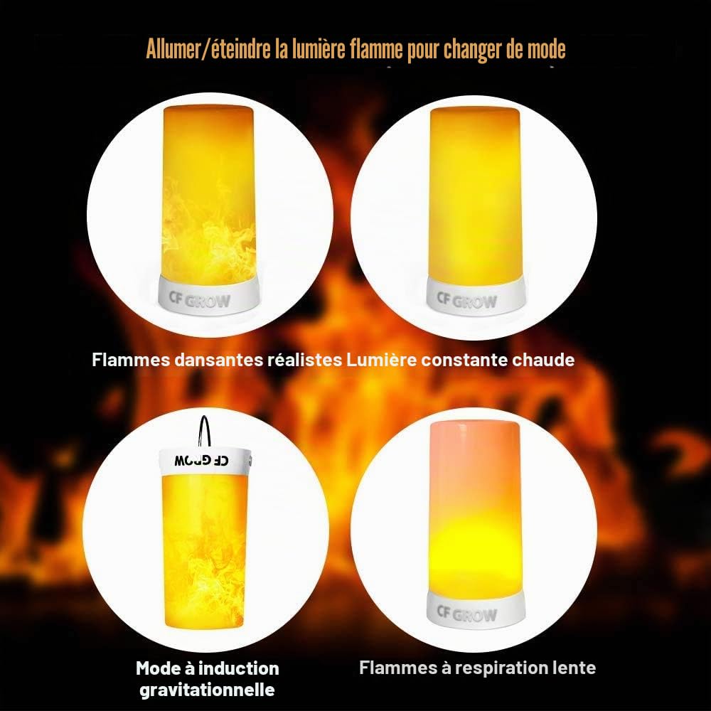 Lot de 2 lampes LED à effet de flamme, rechargeables par USB, avec télécommande et minuteur, étanche à intensité variable, 4 modes d'éclairage bougie sans flamme pour chambre, fête, bar, décoration