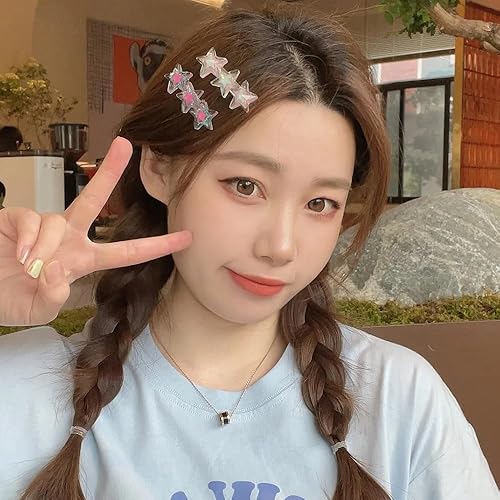 Miniatura 9 de Pinzas para el cabello Y2k con purpurina y estrellas coloridas, pinzas para el cabello para mujeres, pinzas para el pelo con pico de pato, pinzas