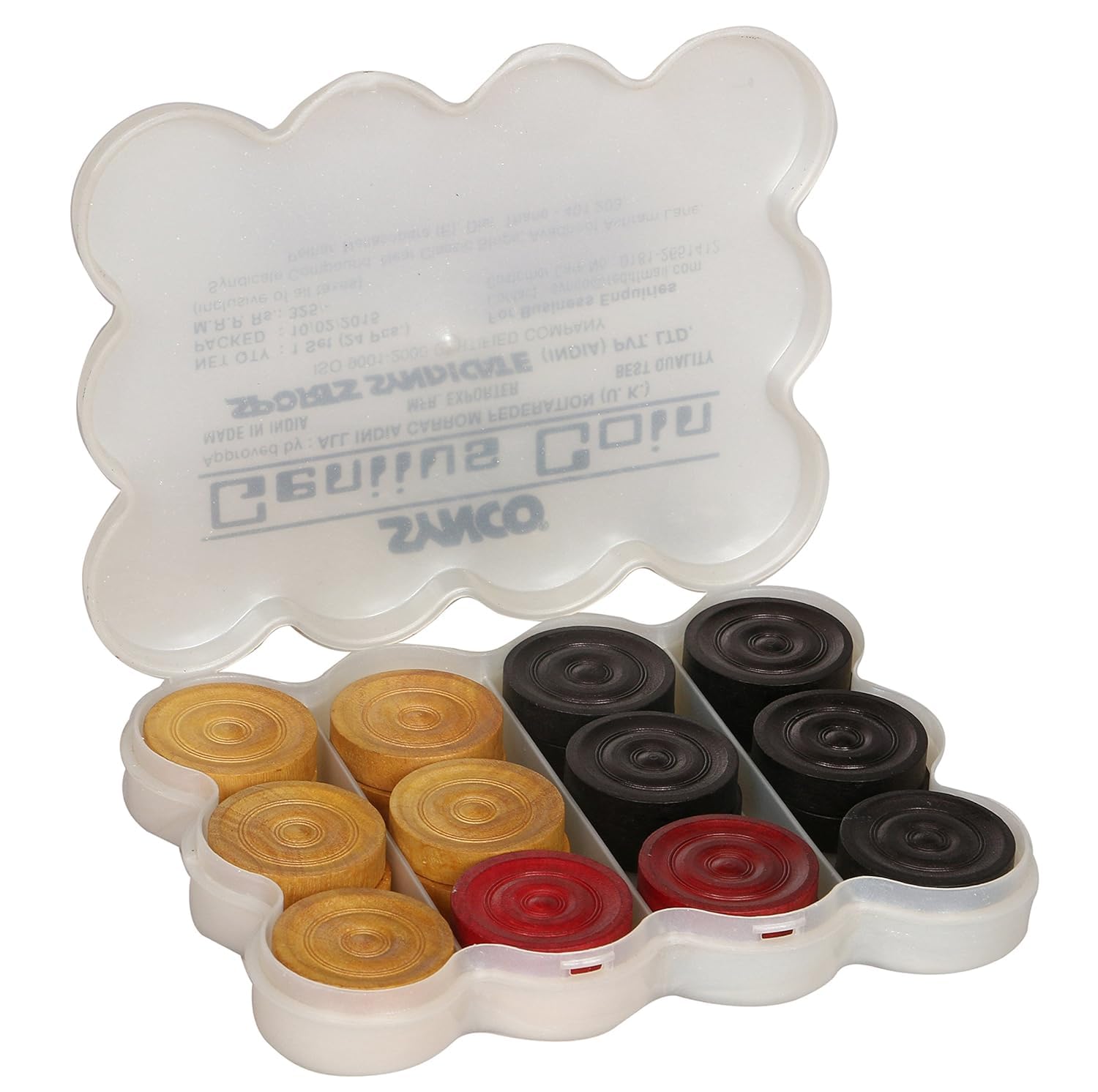 Synco Carrom Coins Set - 24 Wooden Coins -1