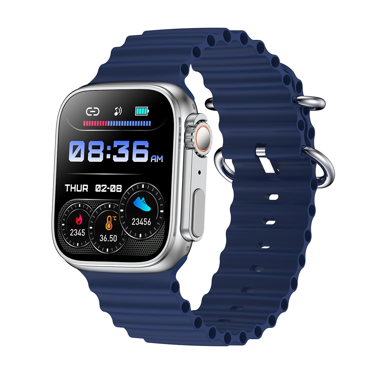 (Refurbished) pTron Newly Launched Reflect Pro Smartwatch, Bluetooth Calling, 1.85" Full Touch Display, 600 NITS, Digital Crown, Metal Frame, 100+ Watch Faces, HR, SpO2, Voice Assist, 5 Days Battery Life (Blue) (B0DCTNPX6Q) Amazon Price History, Amazon Price Tracker