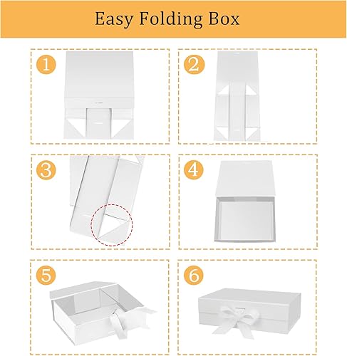 Miniatura 10 de DaiUni Caja de regalo magnética negra grande de 13 "X9" X4" con tapa y cinta para regalos