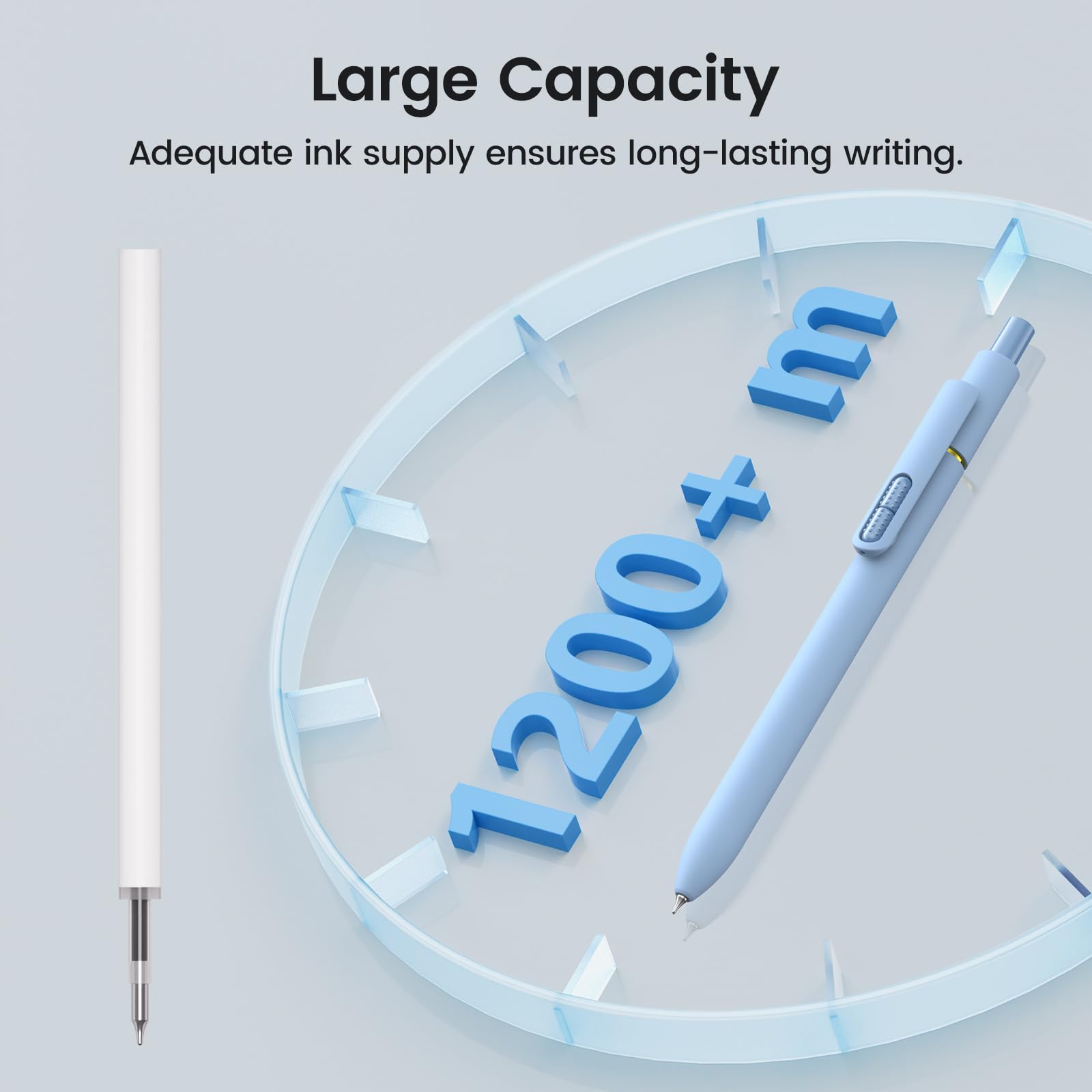 8Pcs Black Gel Pens - 0 7mm Medium Point Black Ink Pens Smooth Writing - Quick Drying Retractable — view 6