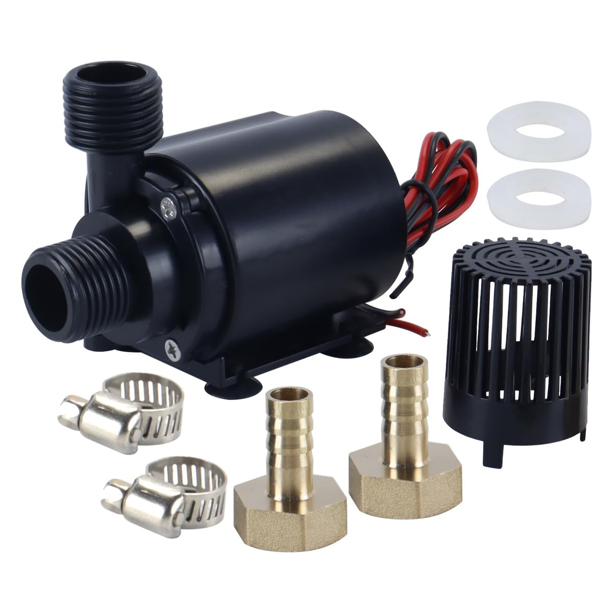 Hoite USB Aquarium Pump 600L/H 7.5W Submersible Mini Water Pump Small Fountain Filter Ultra Quiet Fountain with 45cm Cable 2 Brass Nozzle for Aquarium