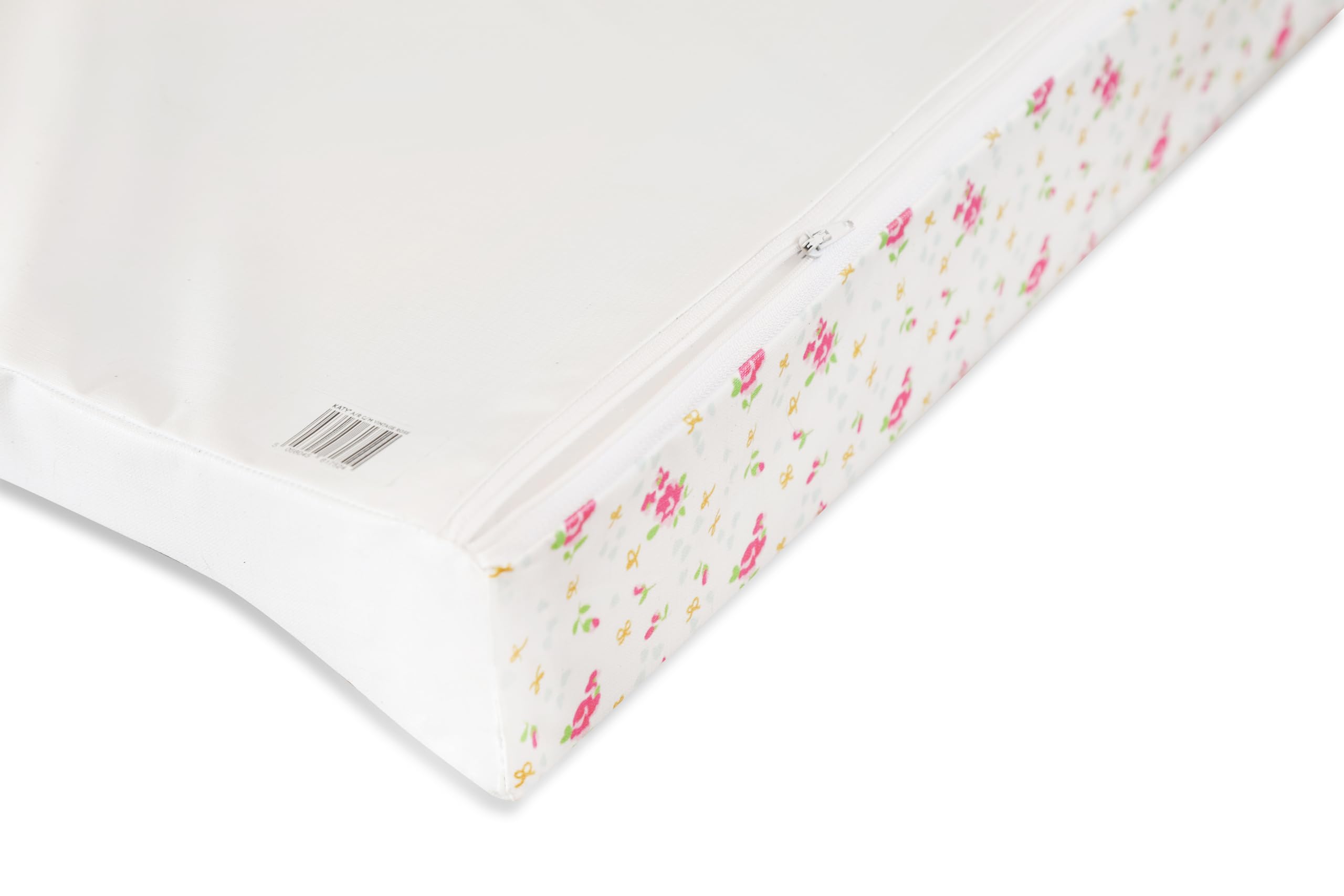 KATY Deluxe Wickelunterlage für Babys, Mädchen, wasserdicht, mit gebogenen Seiten, Vintage-Rosen-Design, cremefarben