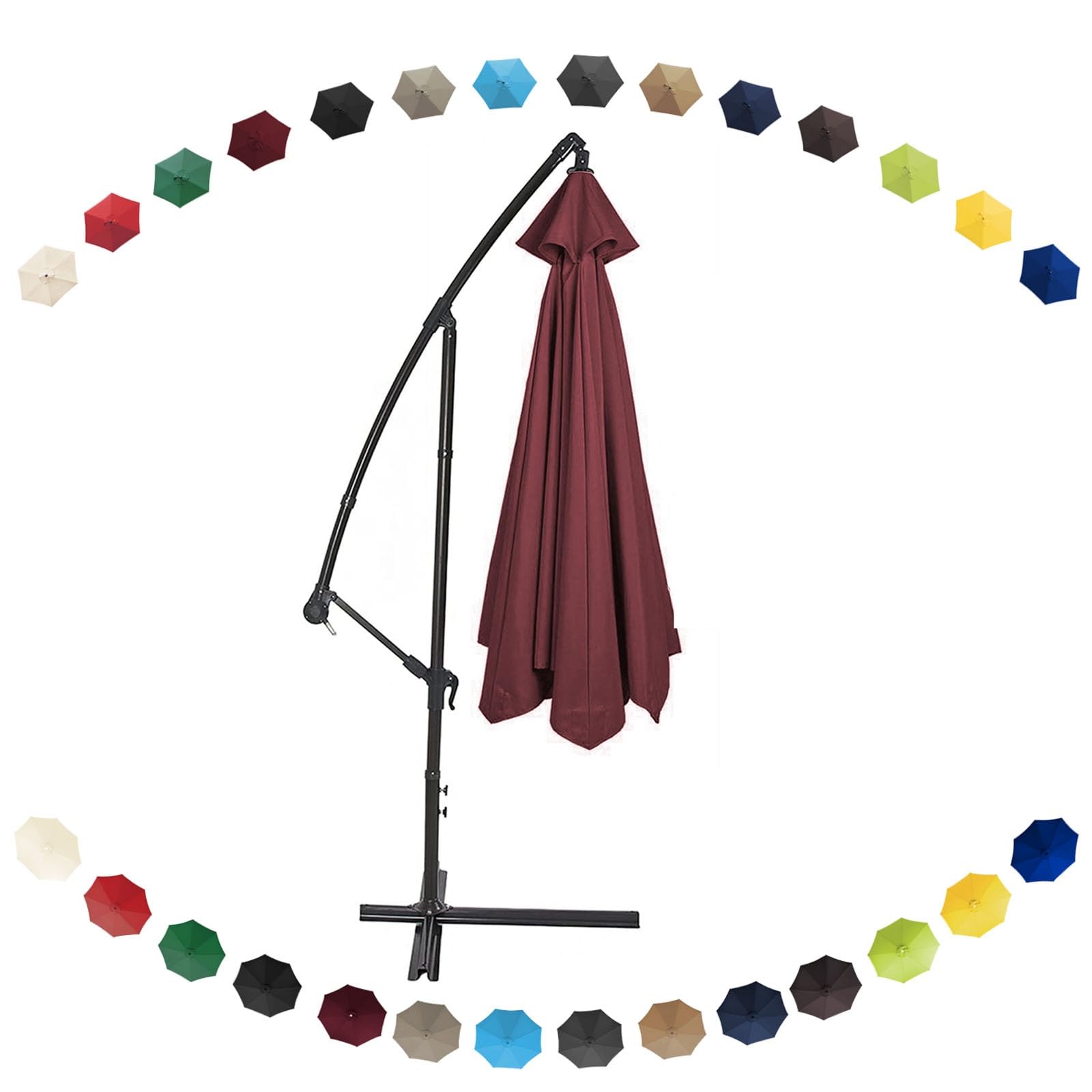 Replacement Covers 200cm/270cm/300cm Garden Parasol Canopy Cover, Replacement Parasol Fabric Canopy Fit 6/8 Ribs Offset Hanging Umbrella(Color:Burgundy,Size:6 ribs: 2.7m/8.8ft)