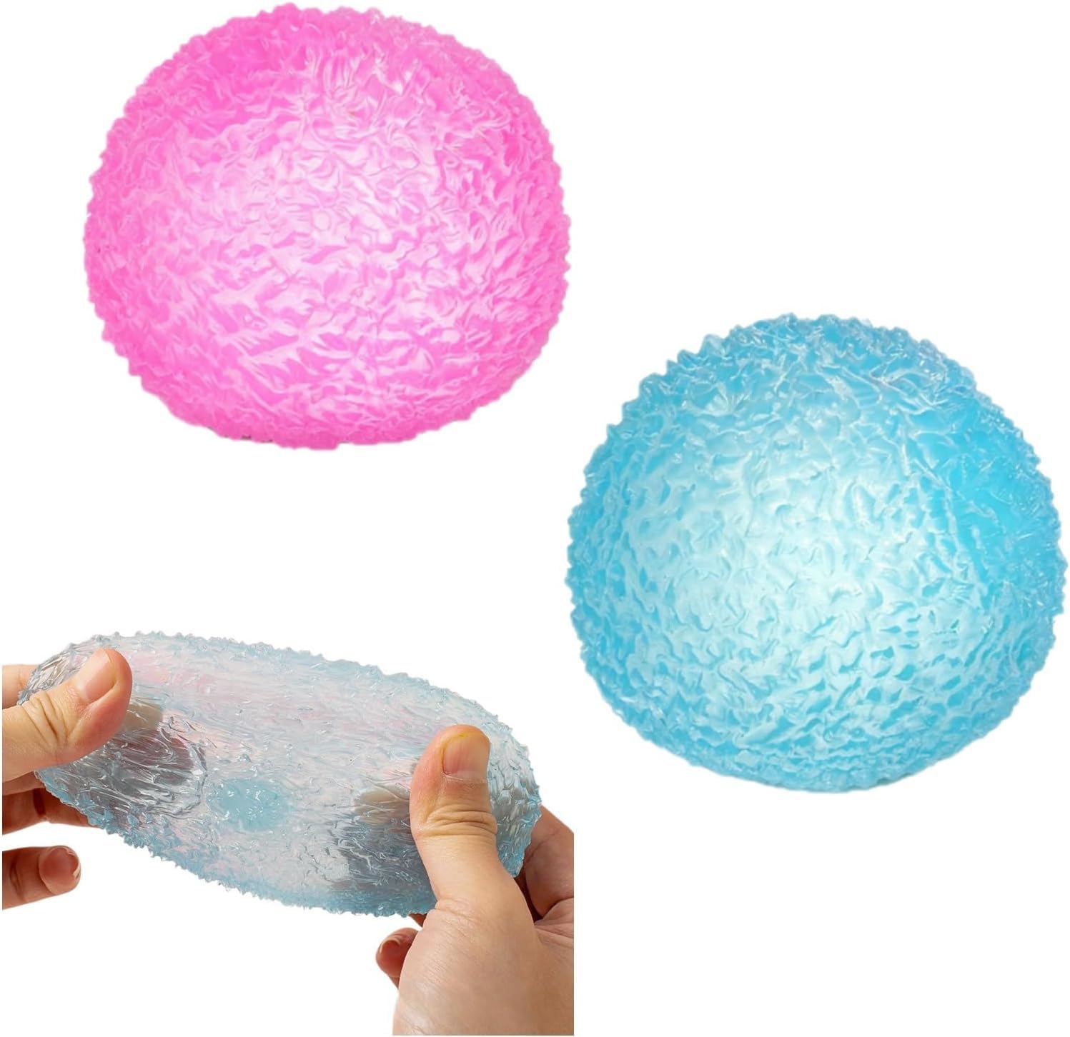 2PCS Squeeze Toy, Blue Pink Stress Ball Squishy Fidget Ball Toys Soft Sensory Squeeze Toys Stress Anxiety Relief Fidget Toys
