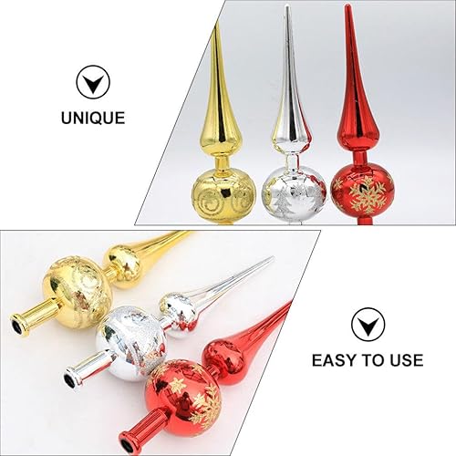 Miniatura 4 de Didiseaon Decoración plateada para árbol de Navidad, 2 piezas, decoración de plástico para árbol de Navidad, colección de vidrio soplado, final de