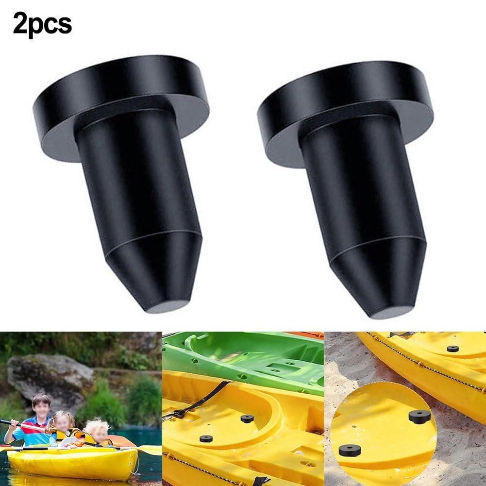 Eawfgtuw Paquete de 2 tapones de goma para agujeros de drenaje para barco de pesca en canoa, pieza de repuesto, sello de cubierta de agujero negro, 31 x 22 mm de diámetro, 12 mm