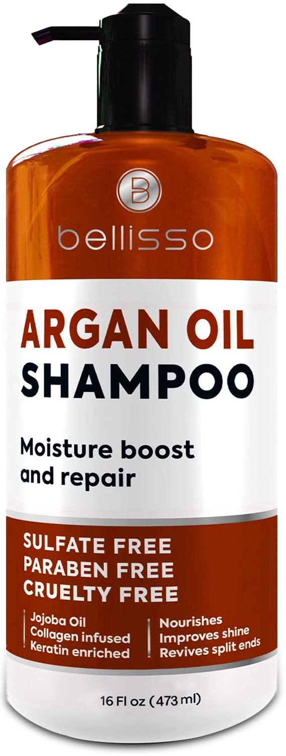 Argan Oil Shampoo - Sulfate Free with No Parabens - Moroccan Botanicals for Women and Men - Professional Moisturizing, Anti Frizz, Hydrating Solution for Dry, Wavy, Curly and Color Treated Hair