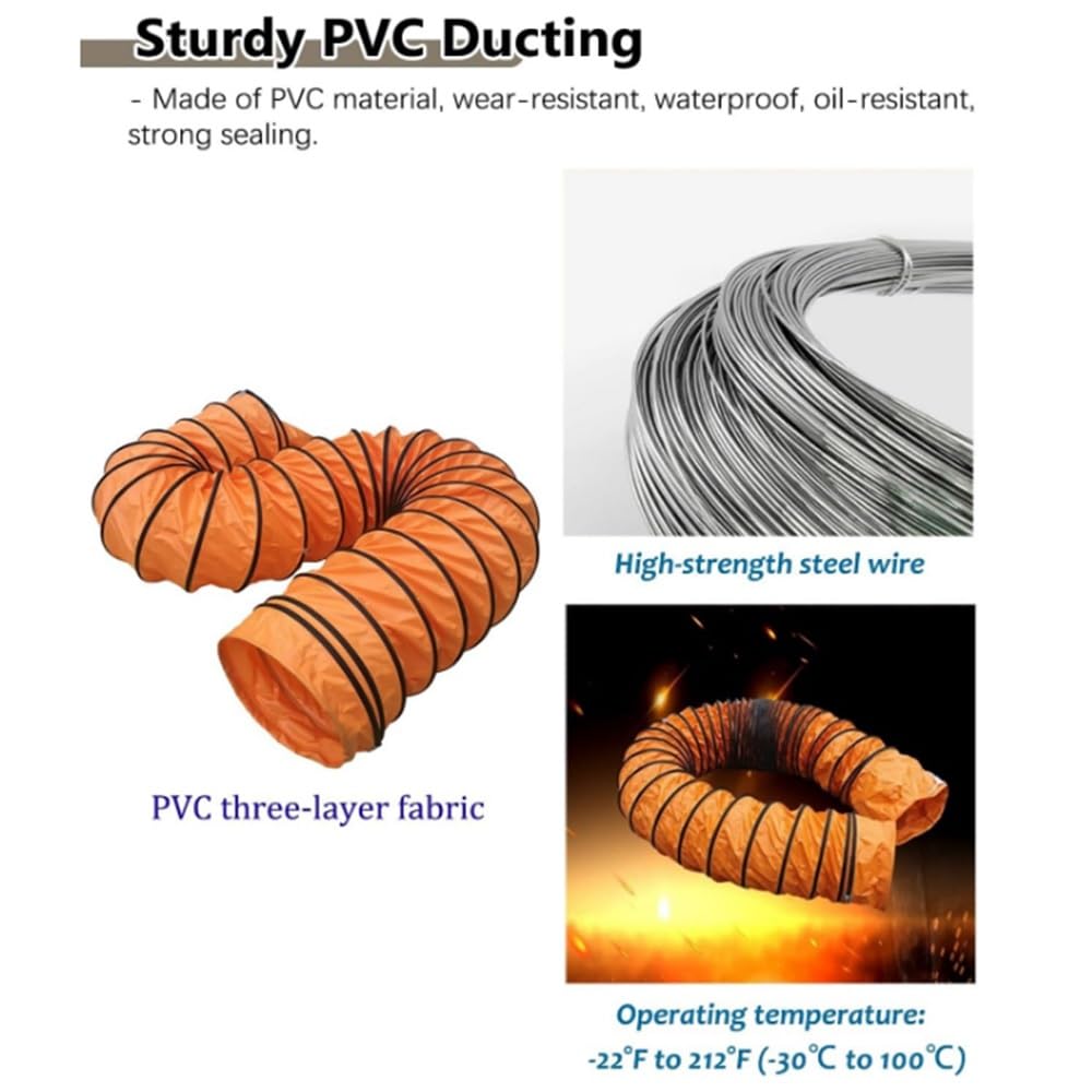 Węże kanałowe, elastyczny wąż kanałowy PVC 15-61 cm do HVAC, regulowany wąż teleskopowy dmuchawy, 5 m kanał wentylatora wyciągowego, idealny do wentylacji i przepływu powietrza