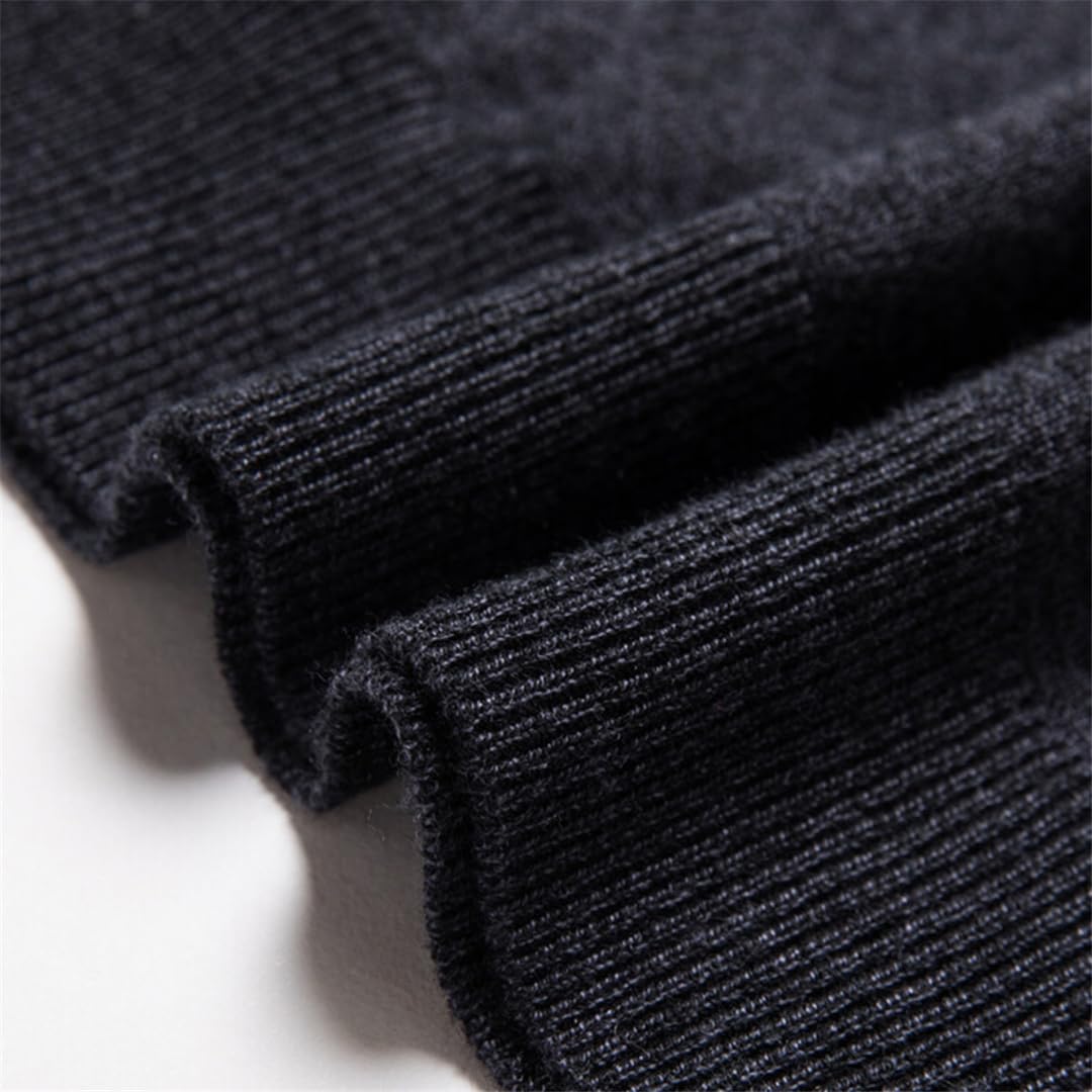 Dndrdhfb Polo da Uomo in Maglia di Lana A Maniche Lunghe con Bottoni Bavero Slim Business Casual Pullover Polo Top
