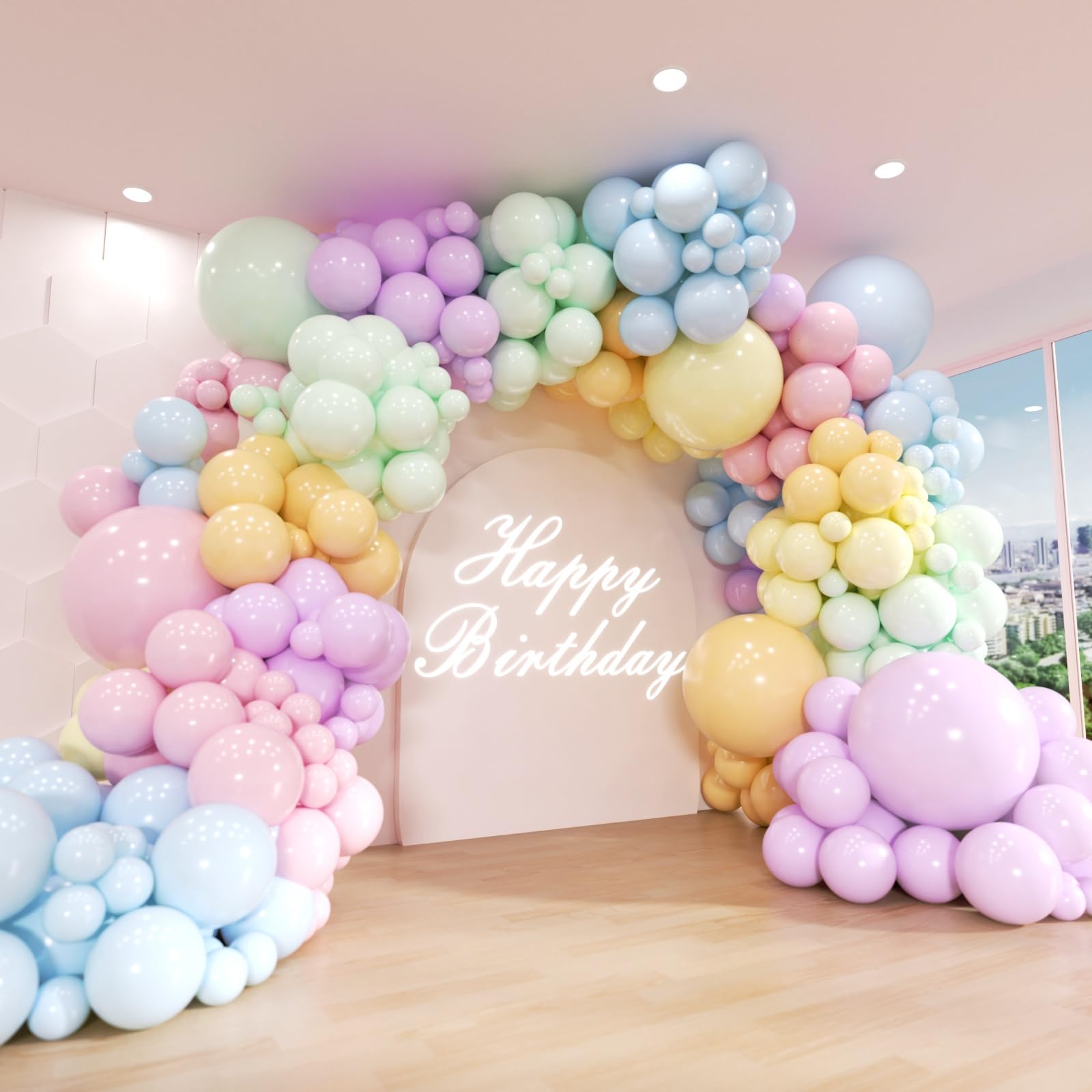 ADOINBY Pastel Rainbow Balloon Arch Kit, 162Pcs Macaron Assorted Colorful Party Balloon Garland Kit for Baby Shower, Wedding, Engagements, Birthday,