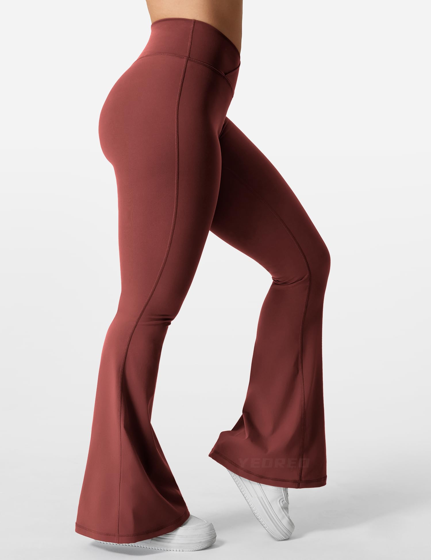 YEOREO CoreFlex - Leggings acampanados para mujer, cintura cruzada en V, pantalones de yoga, control de abdomen, leggings de entrenamiento