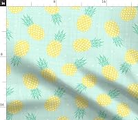Vista 2 de Spoonflower Tela: textura de piña, triángulos de menta amarilla, piñas, alimentos, cocina, estampado en pétalos, tela de algodón distintiva por The