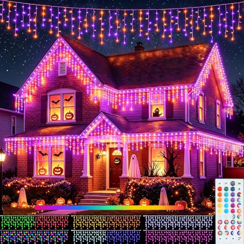 Image of Pooqla 35 Colors Icicle Lights for Outside, 29FT Icicle Christmas Lights