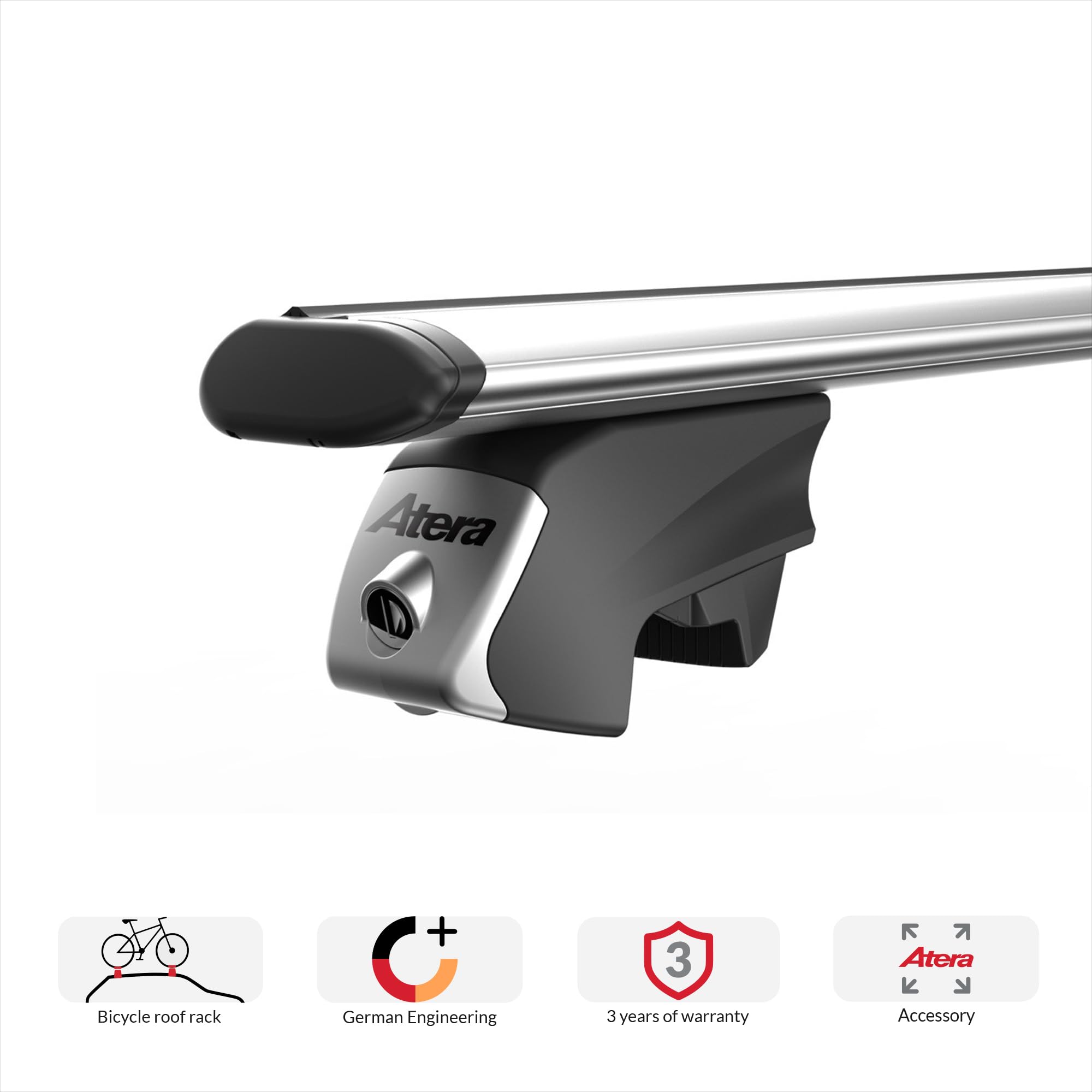 Atera 048522 PKW Dachträger Signo RTD - Alu Aero Profil silber - für Autos mit aufliegender Dachreling - 122 cm