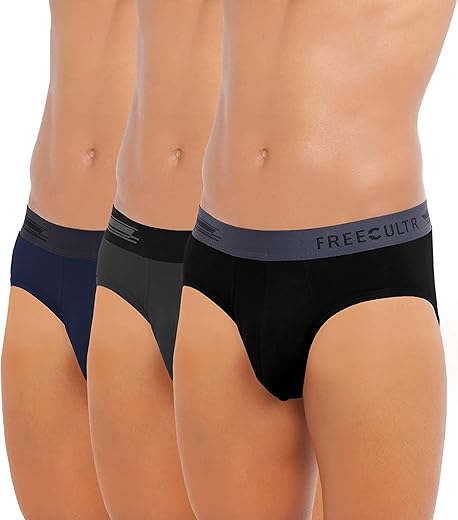 FREECULTR Men’s Underwear Anti Bacterial Micromodal Airsoft Brief (Xpat Waistband) – Non Itch No Chaffing Sweat Proof – Size M Pack of 3-Ash…