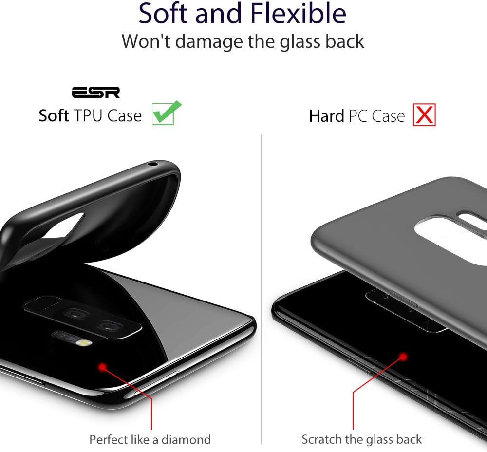 ESR Solid Black Case Compatible for The Samsung Galaxy S9+ Plus, Slim Soft TPU Cover Case Compatible for The Samsung Galaxy S9+ Plus 6.2 inch, Black (2018 Released)