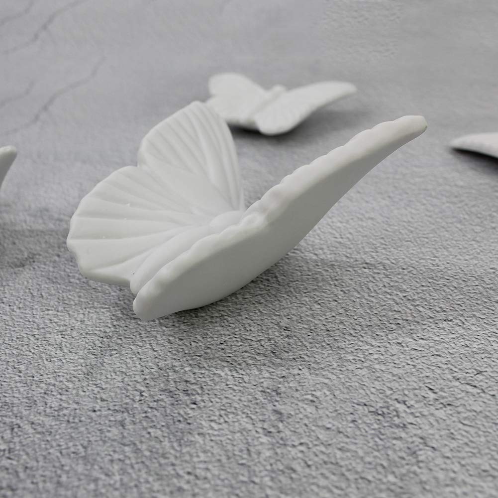 Farfalla in ceramica bianca, decorazione da parete da appendere per bagno, soggiorno, giardino, sculture da parete, set di 6
