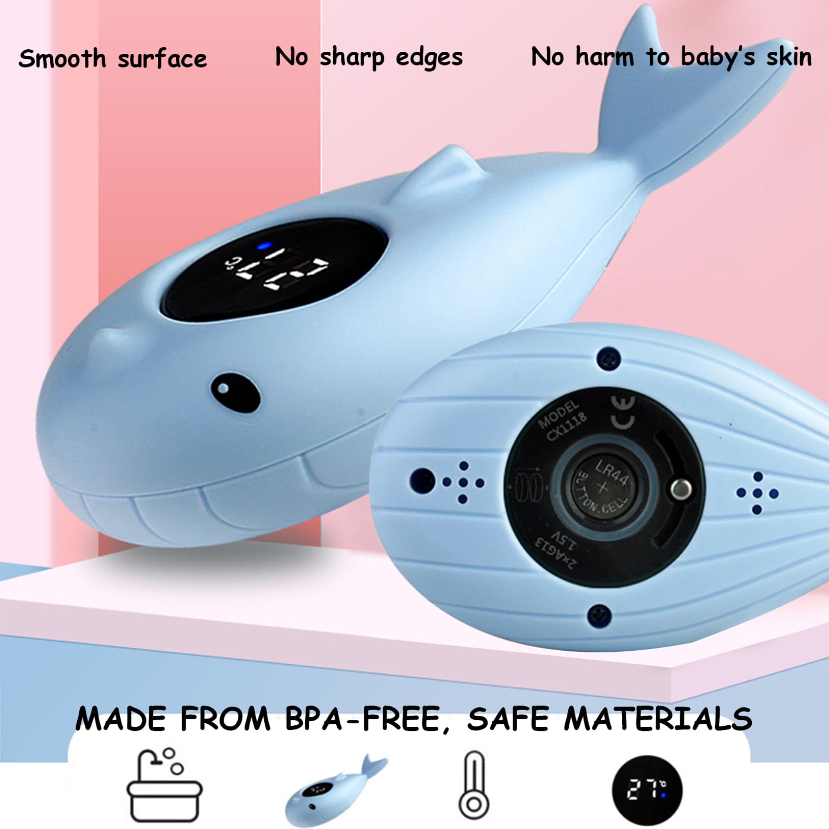 Thermomètre De Bain Bébé Numérique LED - Forme Baleine - Étanche - Plage 0-99°C - Alerte Couleur - 13