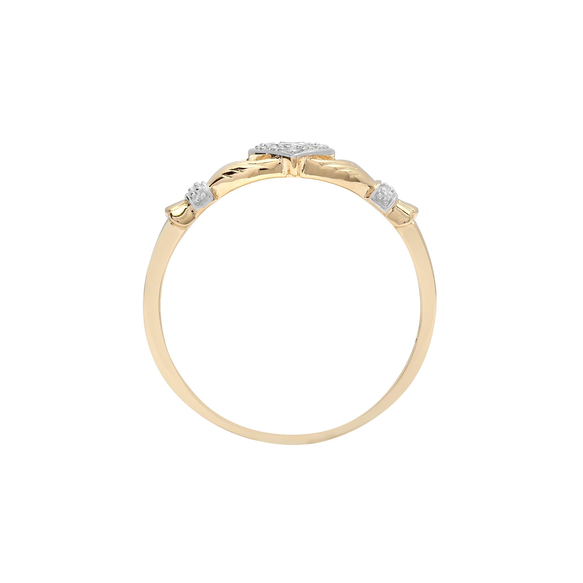 Jewelco Europa Claddagh - Anello da donna in oro giallo 9k 0,05ct con diamante
